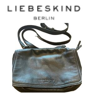 Liebeskind Black Leather Triple Zipper Crossbody Bag with Adjustable Strap